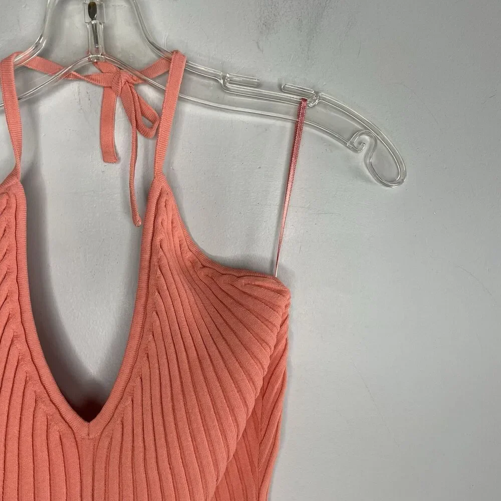 GAUGE81 Moura Plunge Top Women Small Ribbed Knit Halter Orange Viscose Blend - Picture 4 of 15